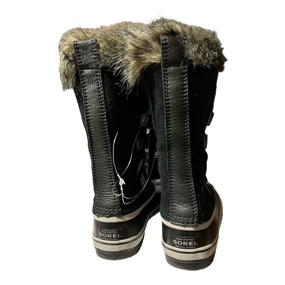 SOREL Joan of Arctic Snow Boots 6 Black Suede Leather Mid Calf Faux Fur - Picture 9 of 12